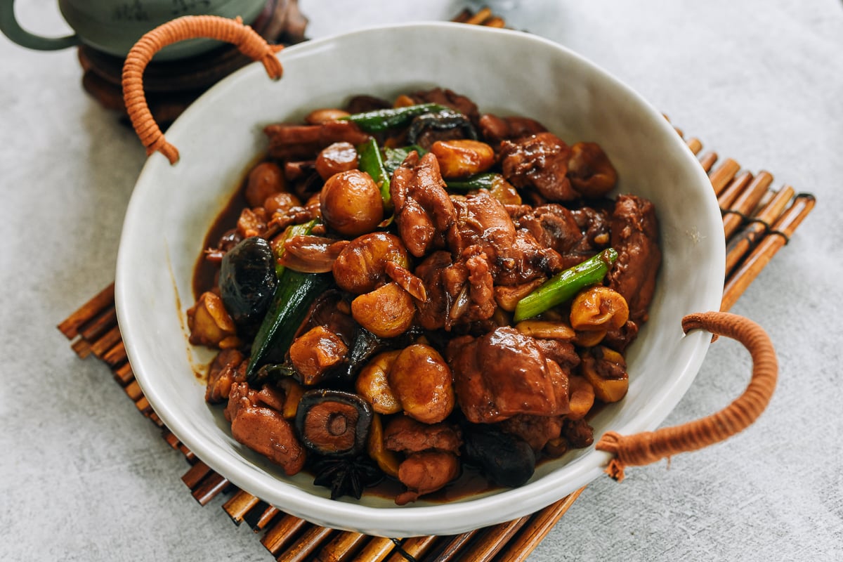 braised chicken with chestnuts recipe