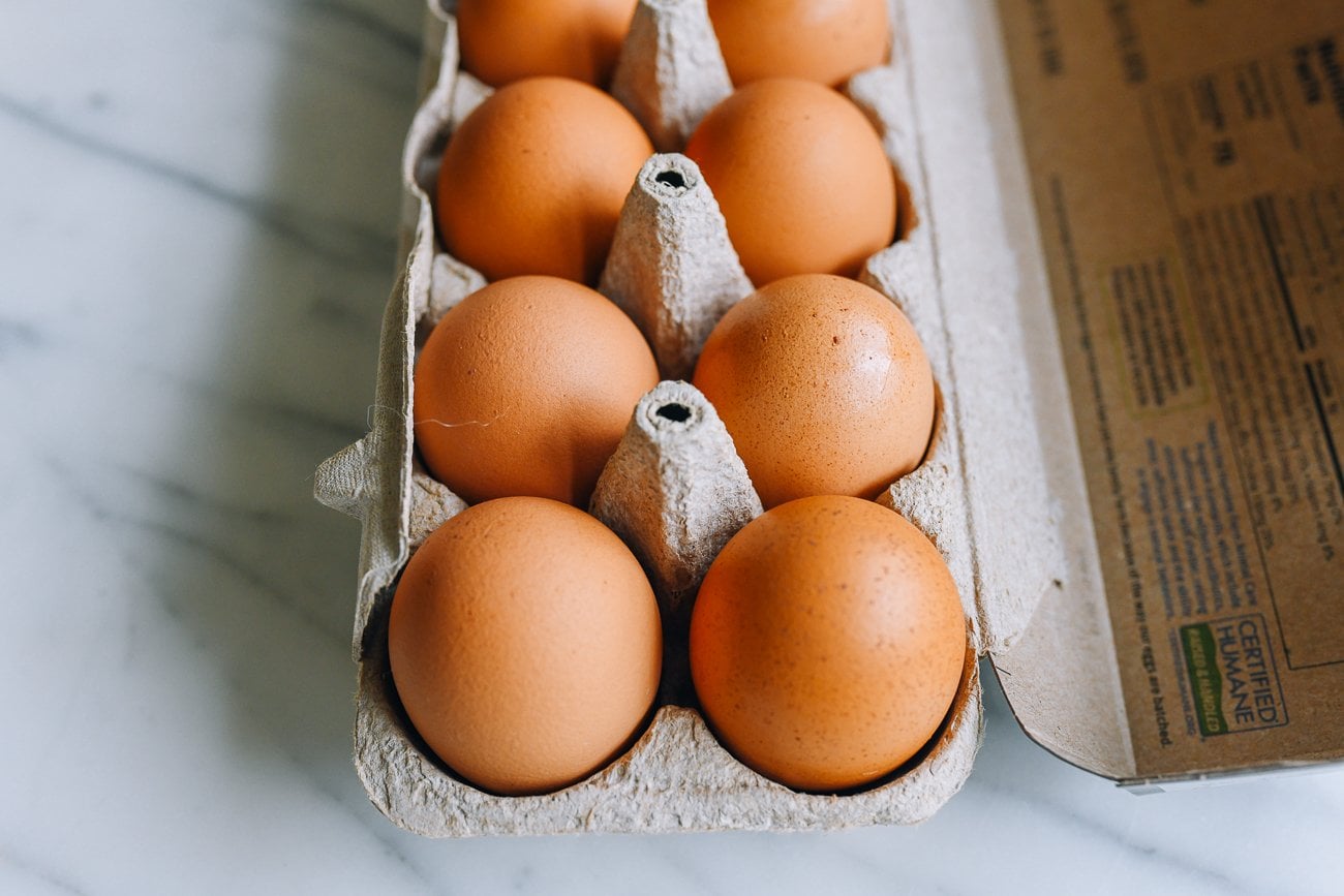 carton of brown eggs