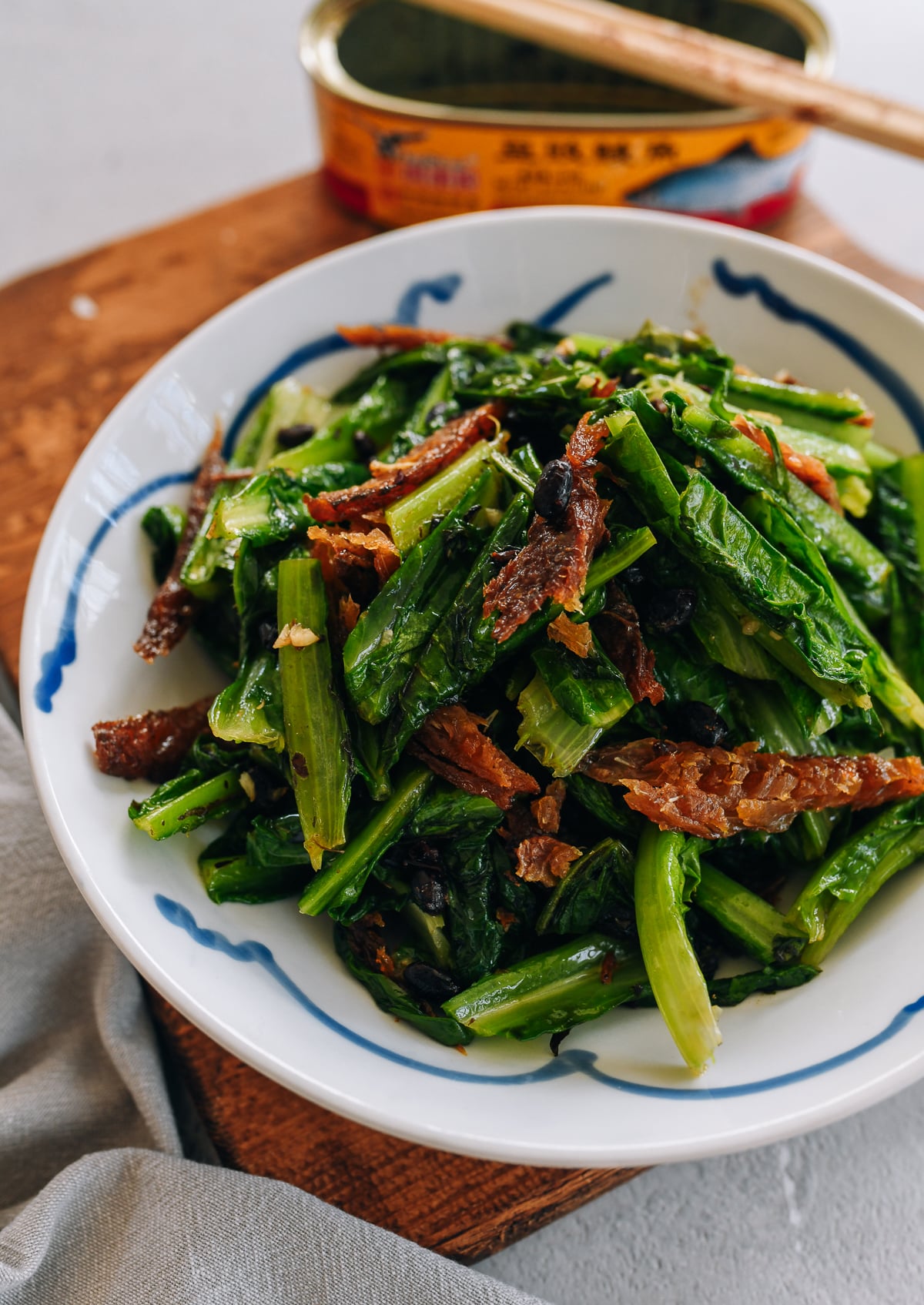Fried Dace with Stir-fried Greens recipe