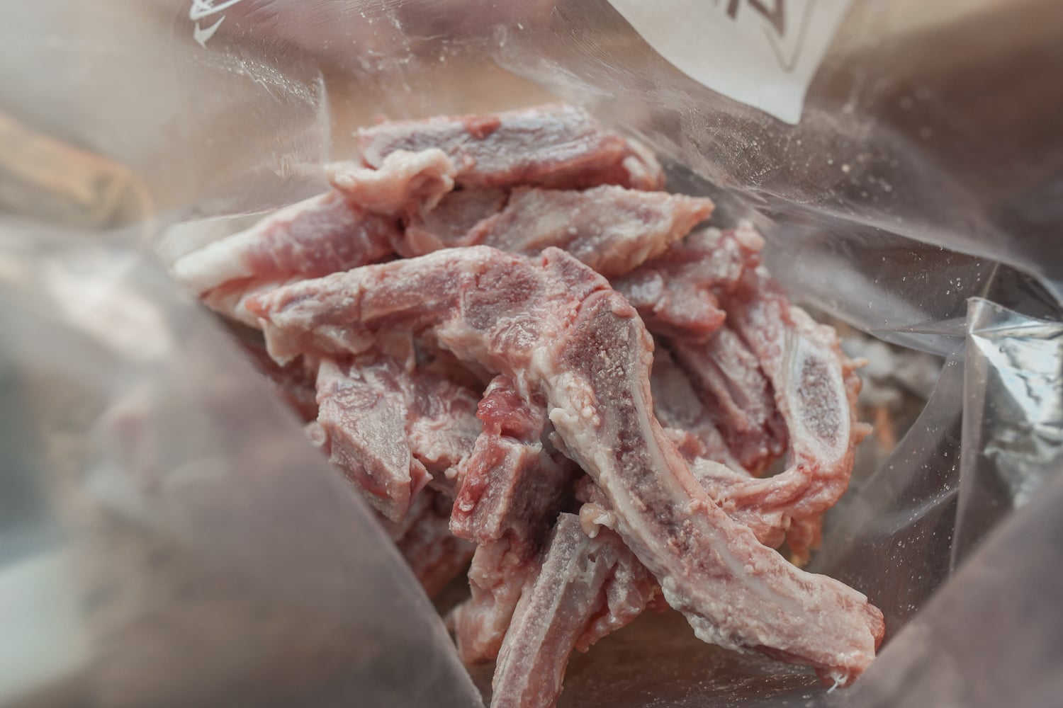 pork bones in plastic bag