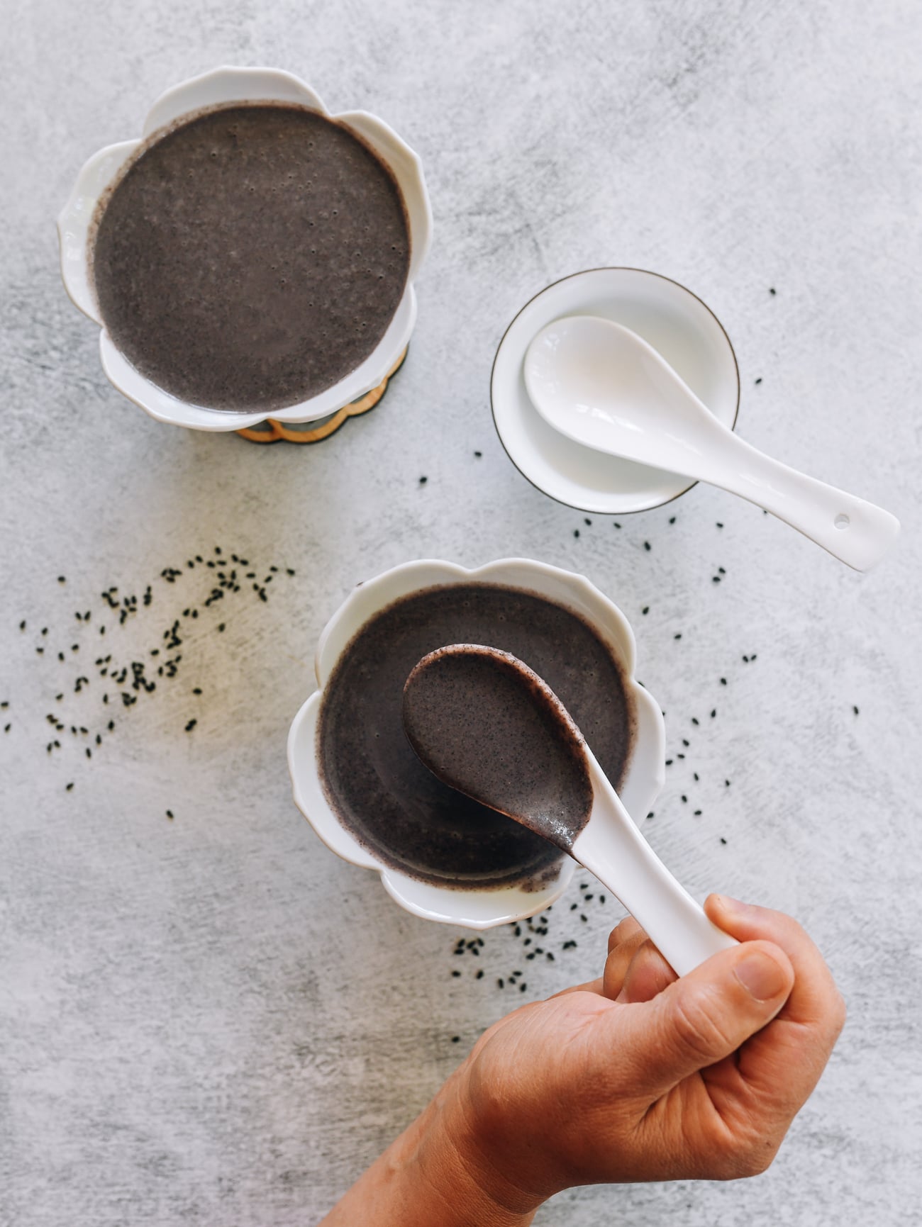 black sesame soup bowls