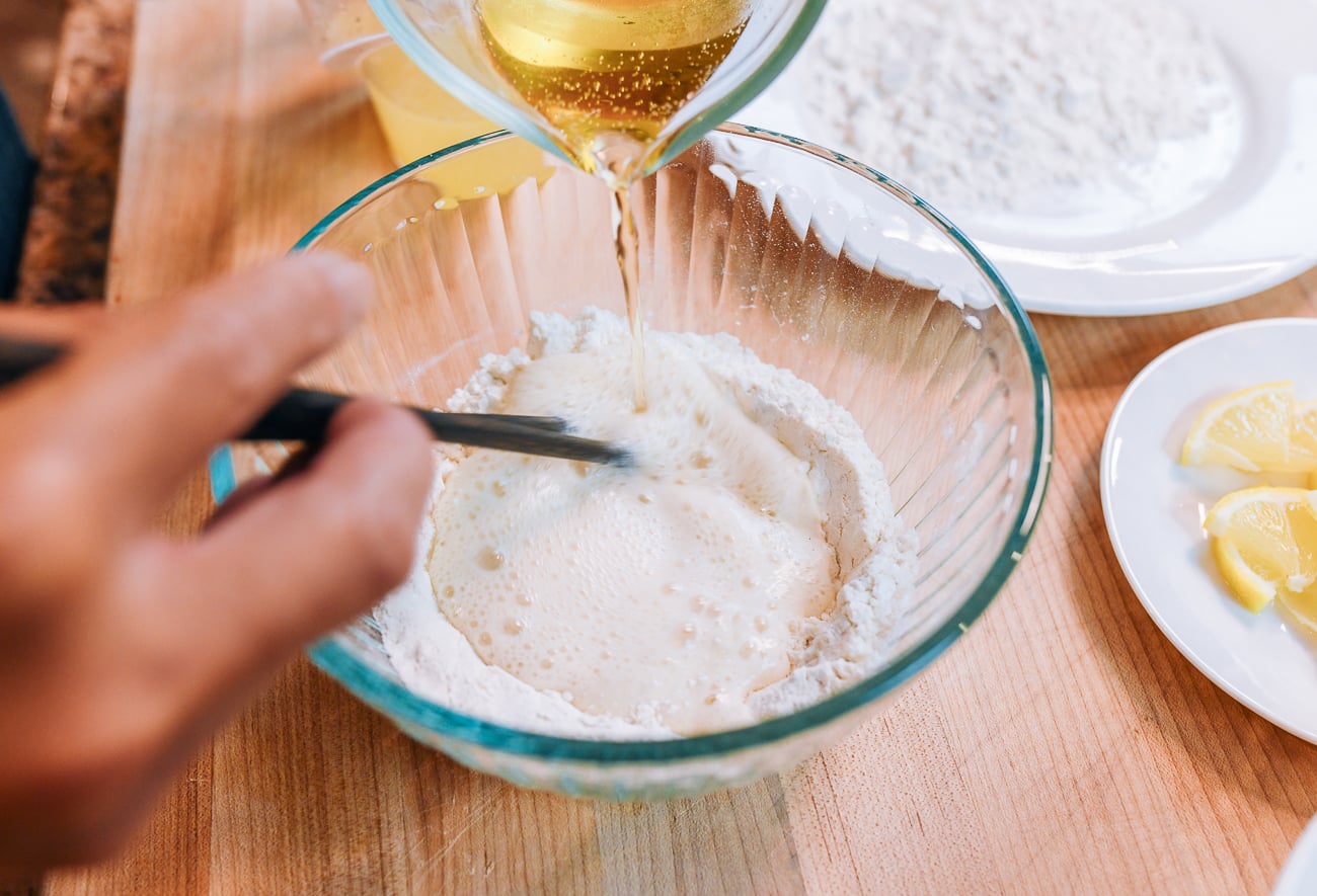 Mixing batter for frying chicken
