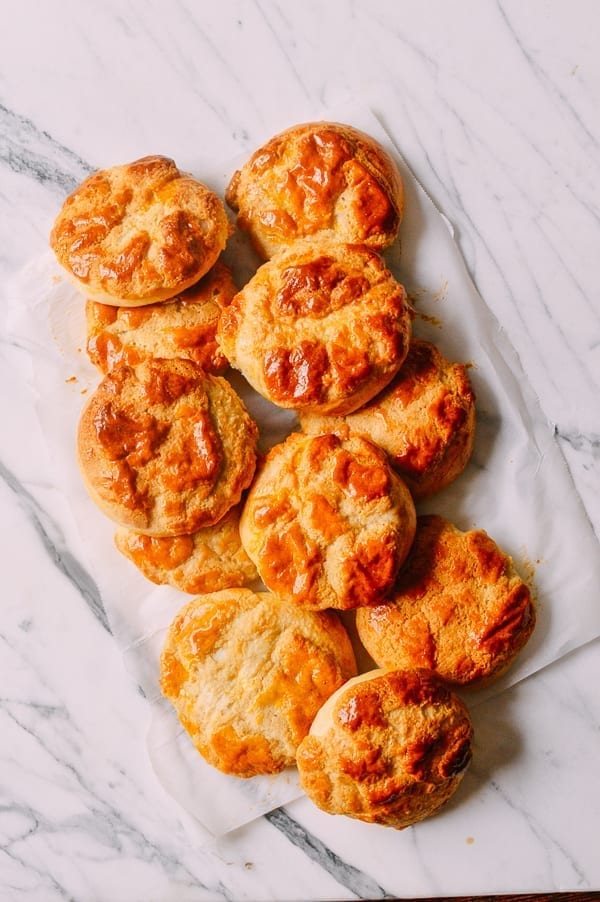 Chinese Pineapple Buns with Roast Pork Filling, by thewoksoflife.com