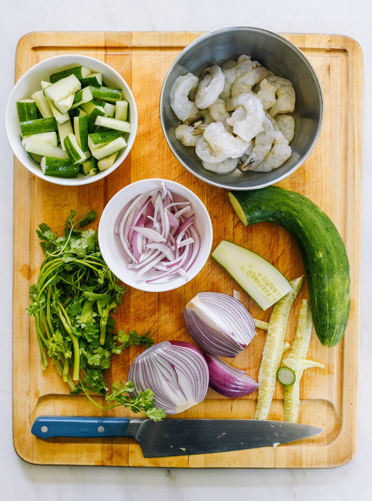 Ingredients for Chinese shrimp salad