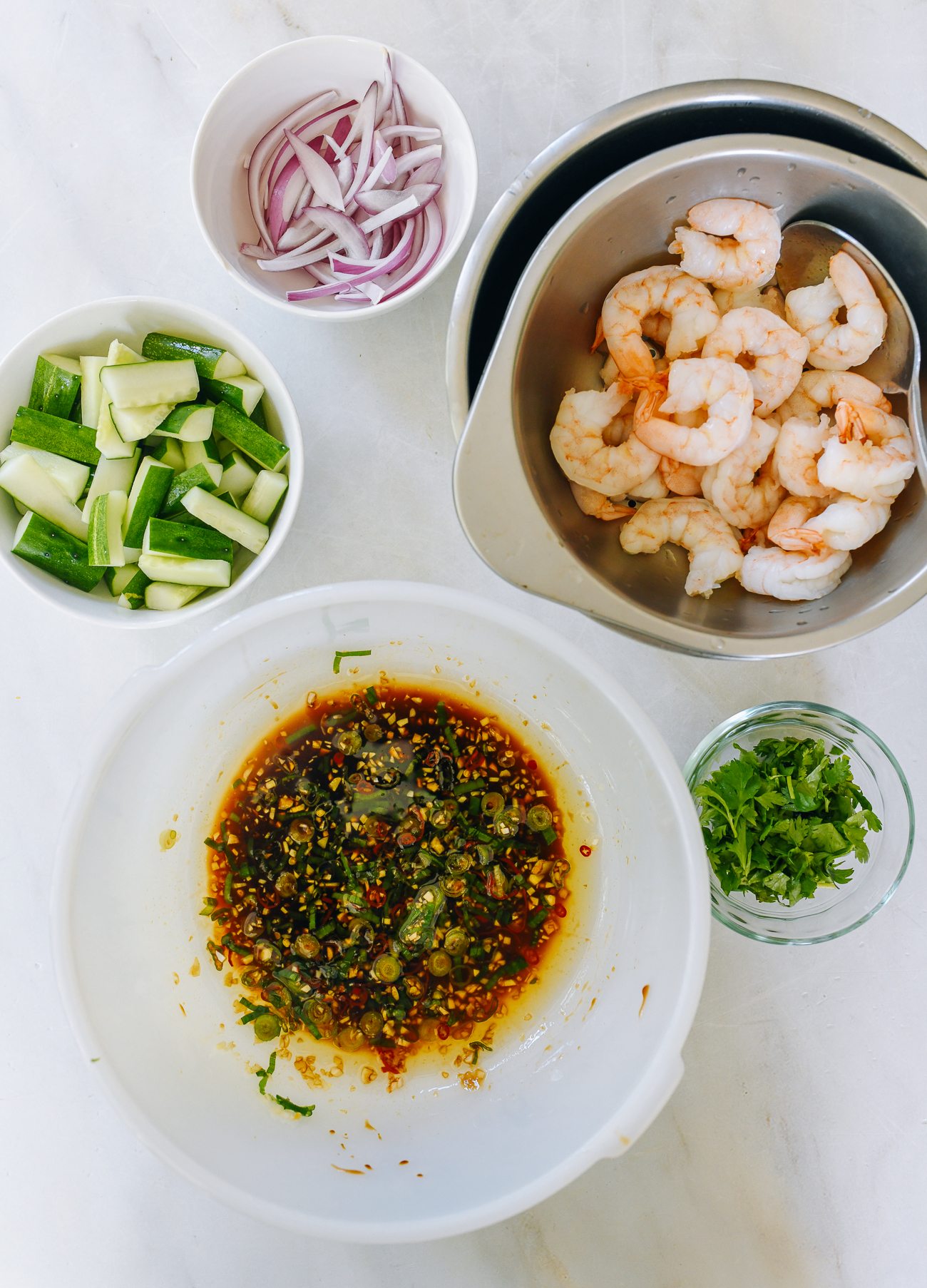 ingredients for Asian shrimp salad