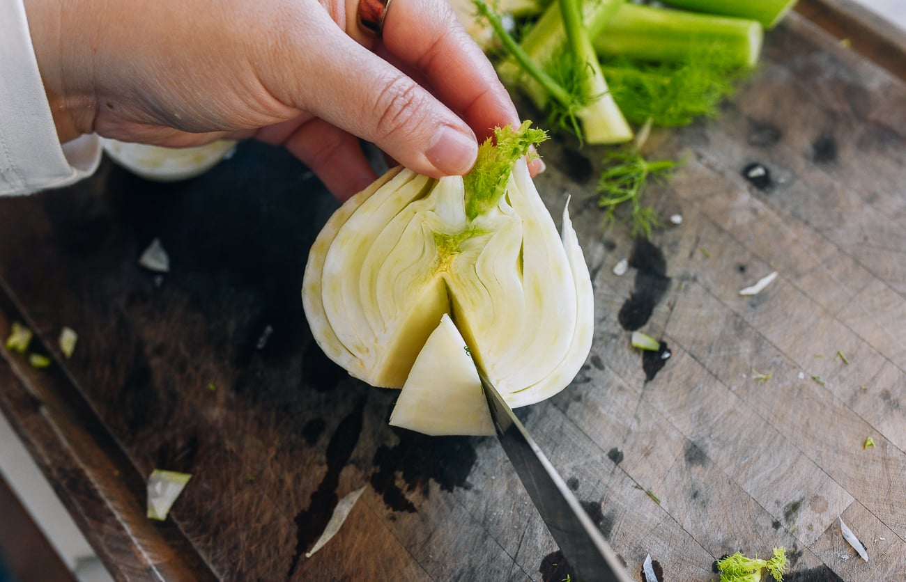 removing core from fennel half