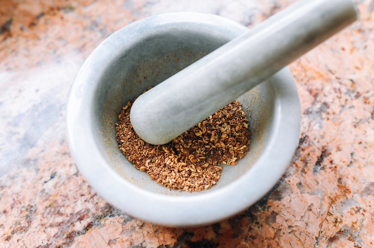grinding sichuan peppercorns