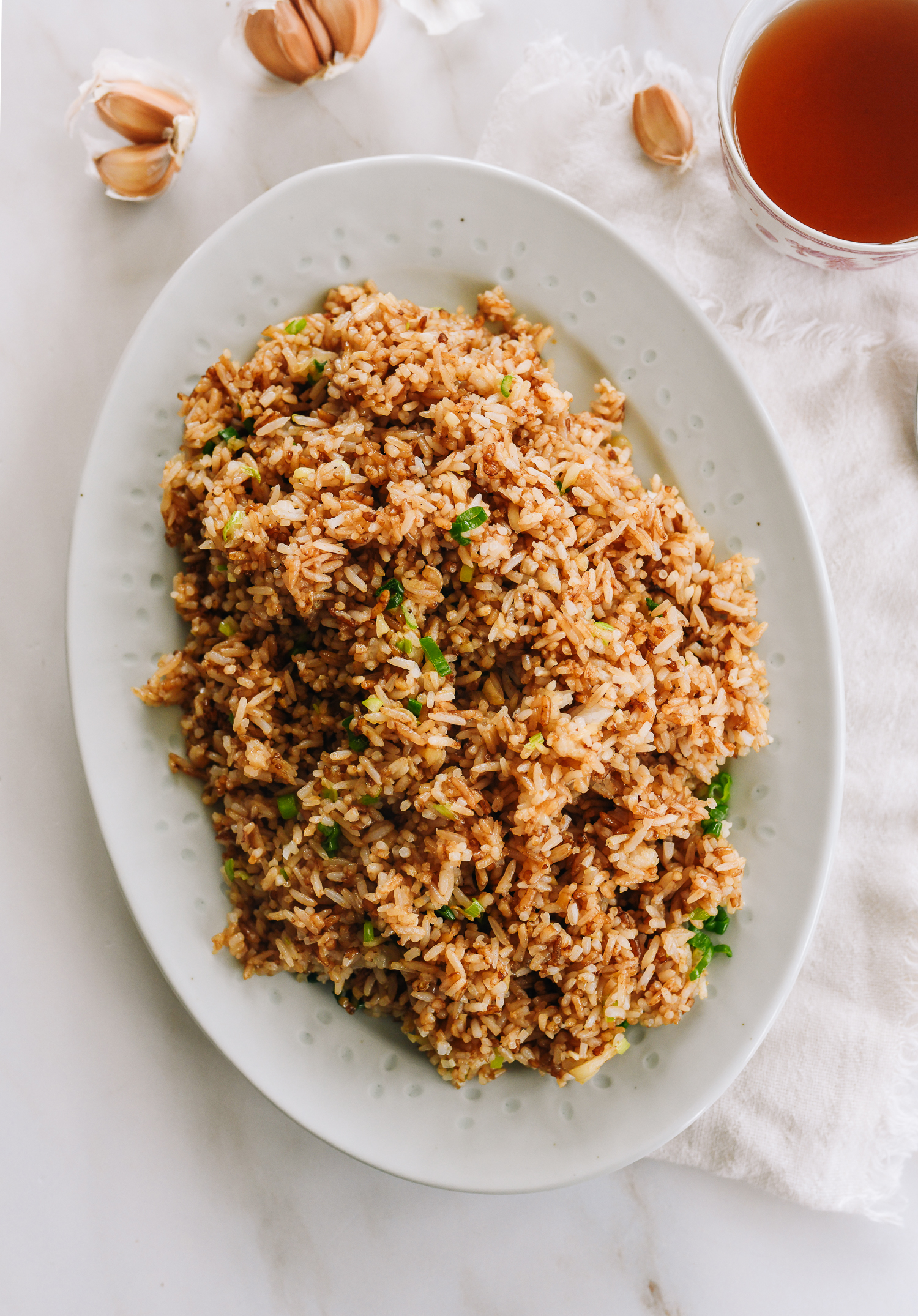 platter of garlic fried rice