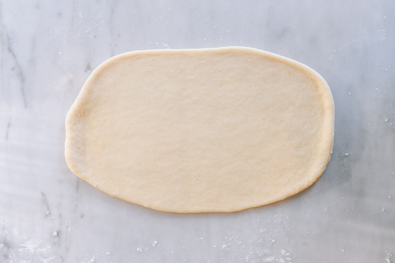 Rolled rectangle of dough