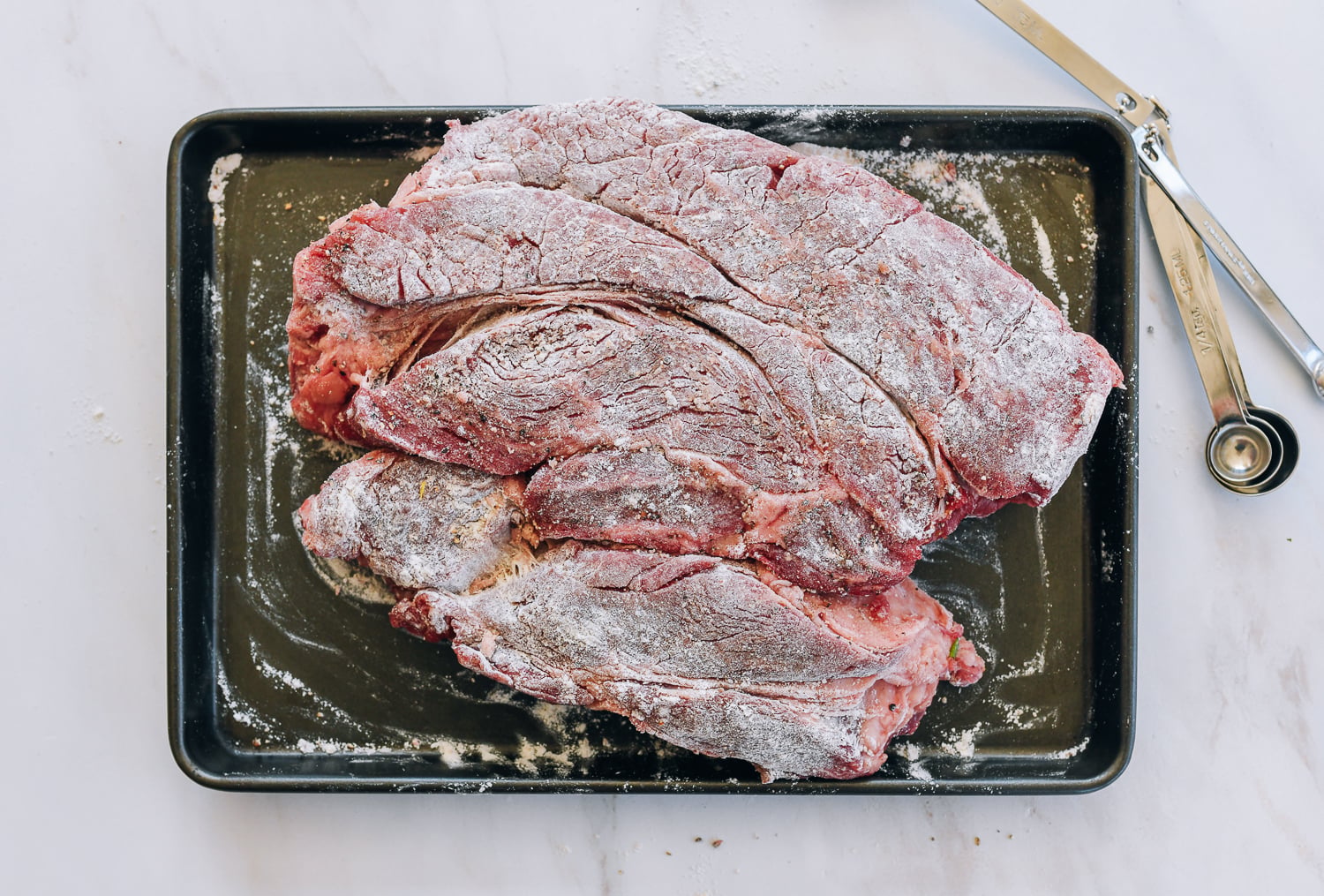 seasoned chuck roasted dusted with flour