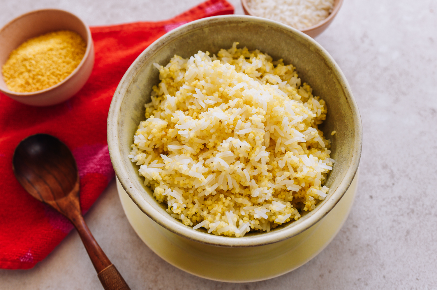 Bowl of cooked millet rice