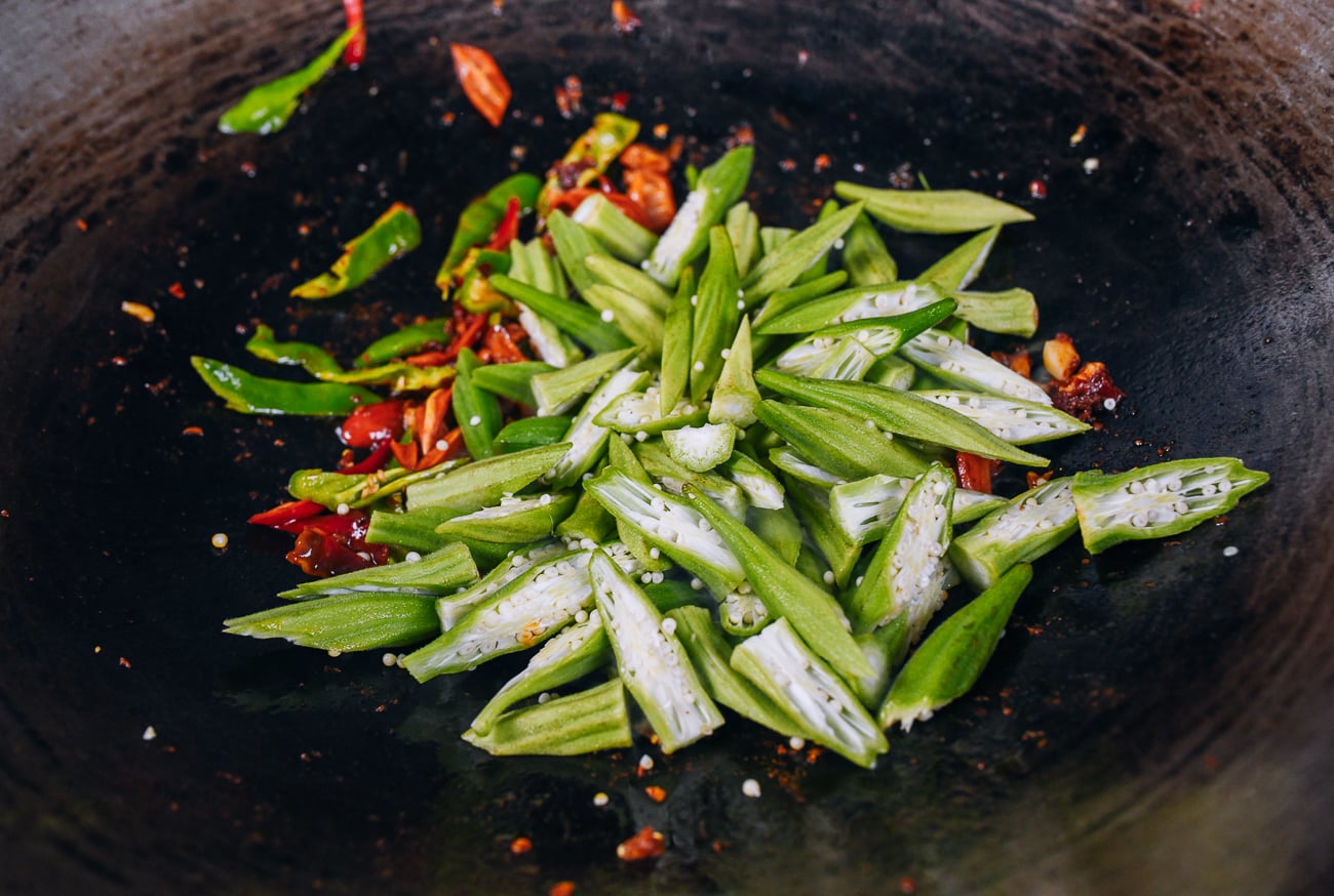 okra added to stir-fry