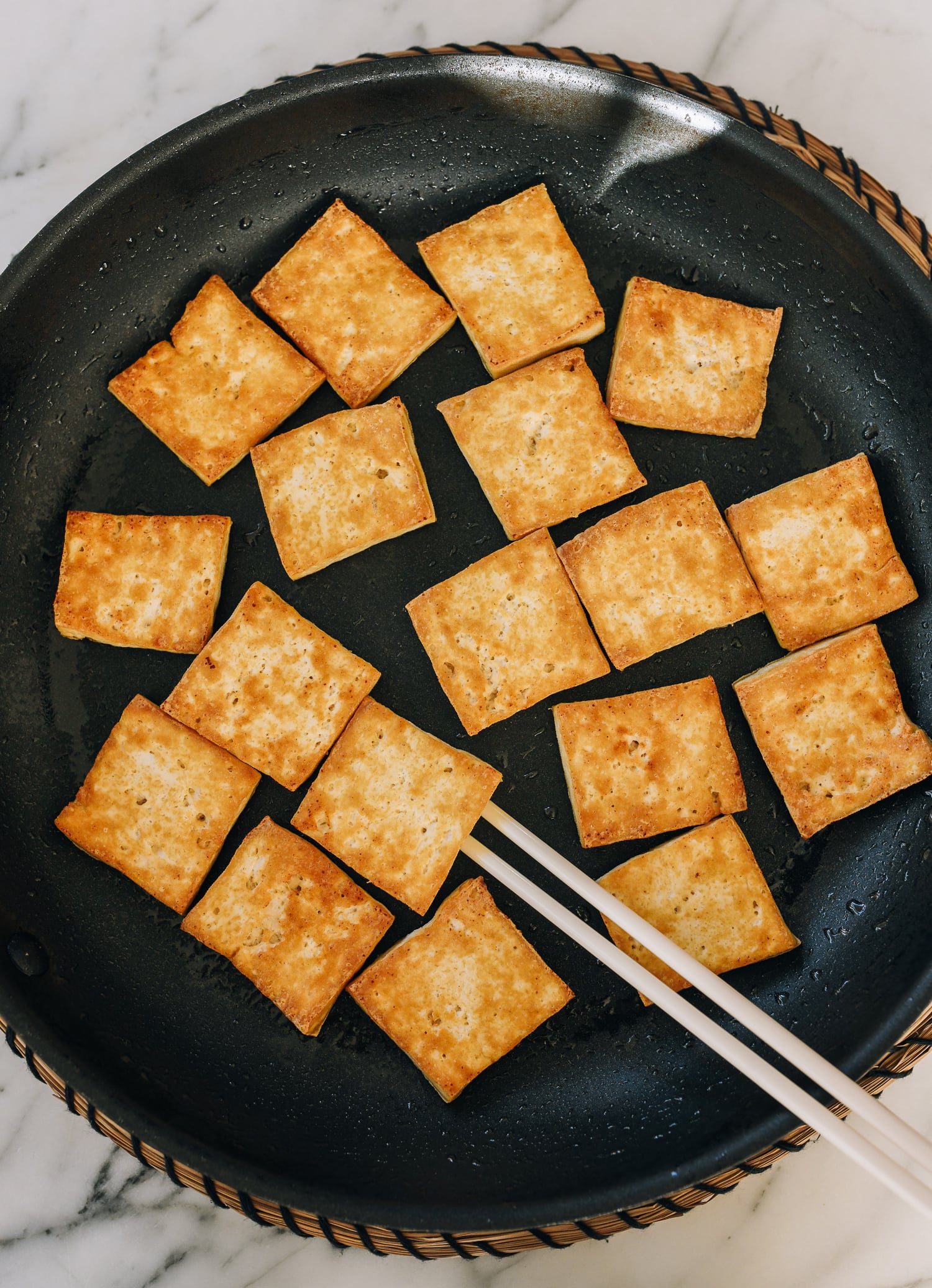 pan-fried tofu in pan