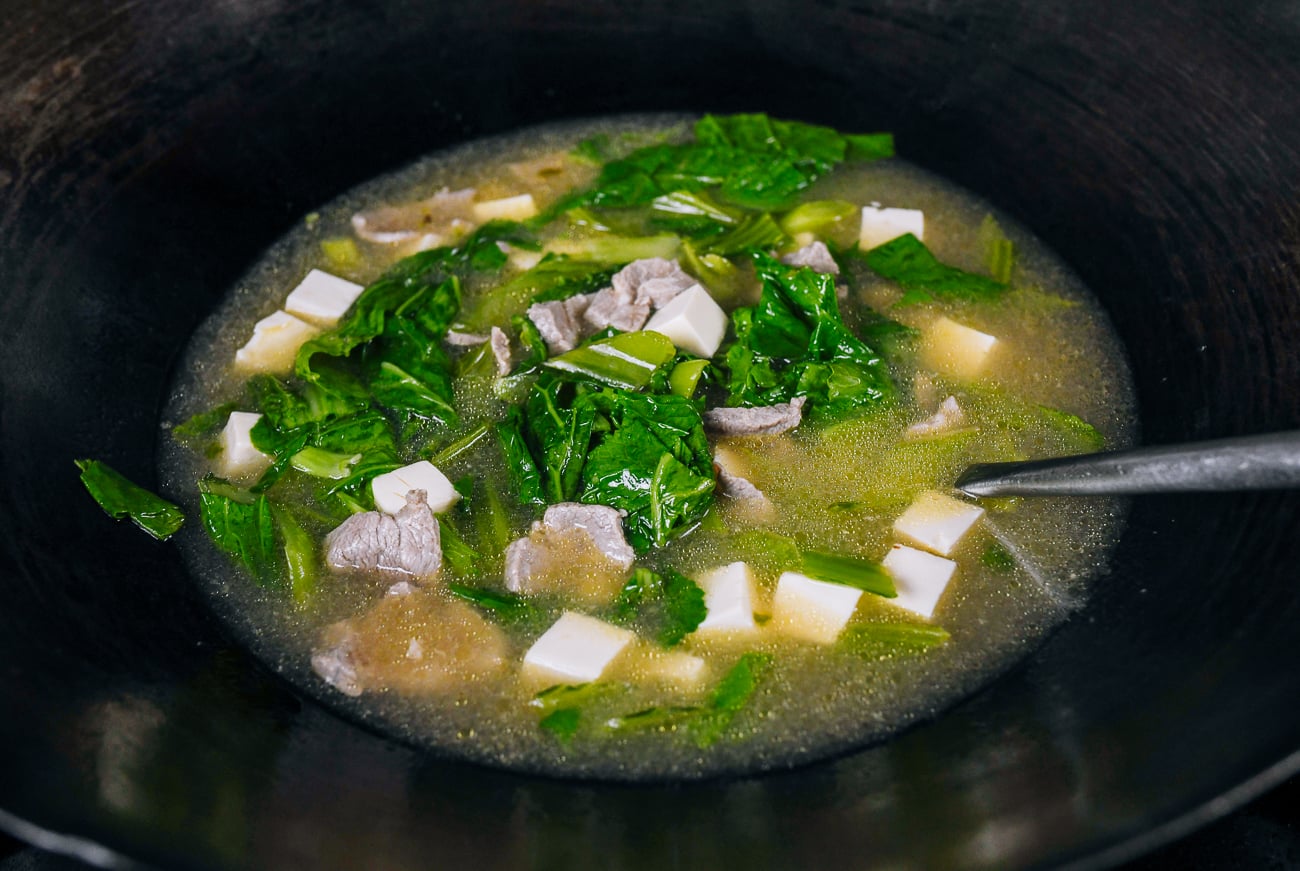chinese mustard green soup recipe with pork and tofu