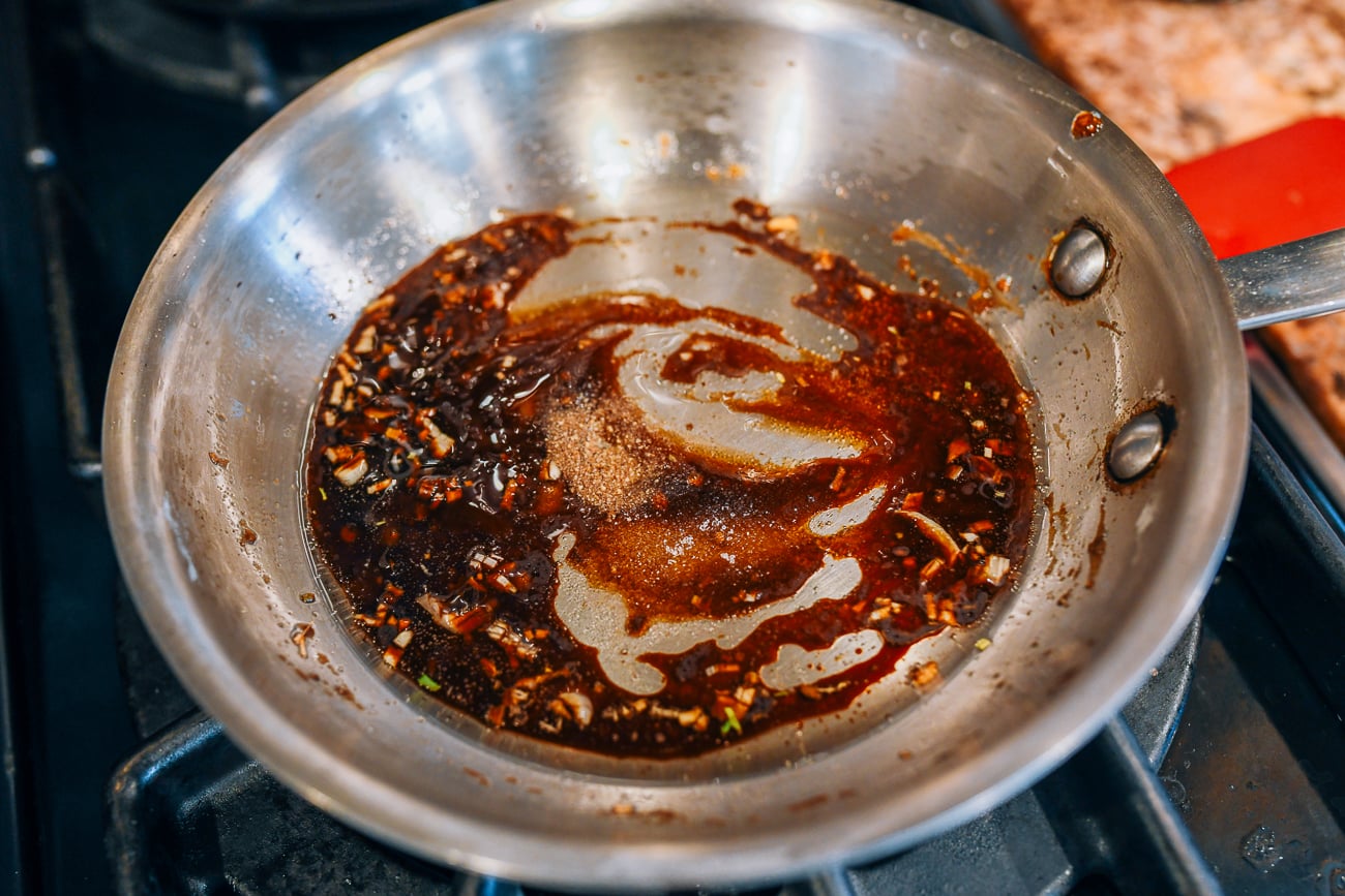 making sauce for steamed broccoli