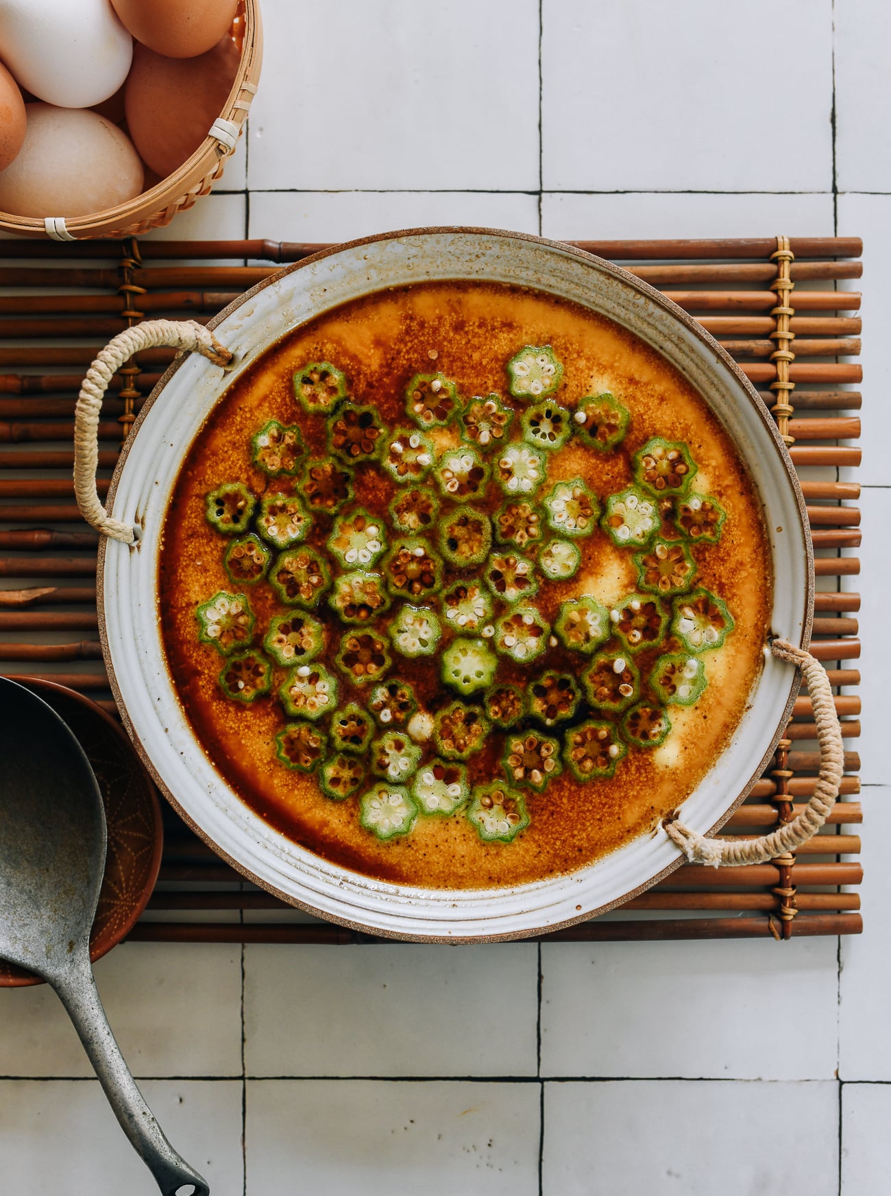 steamed egg with okra