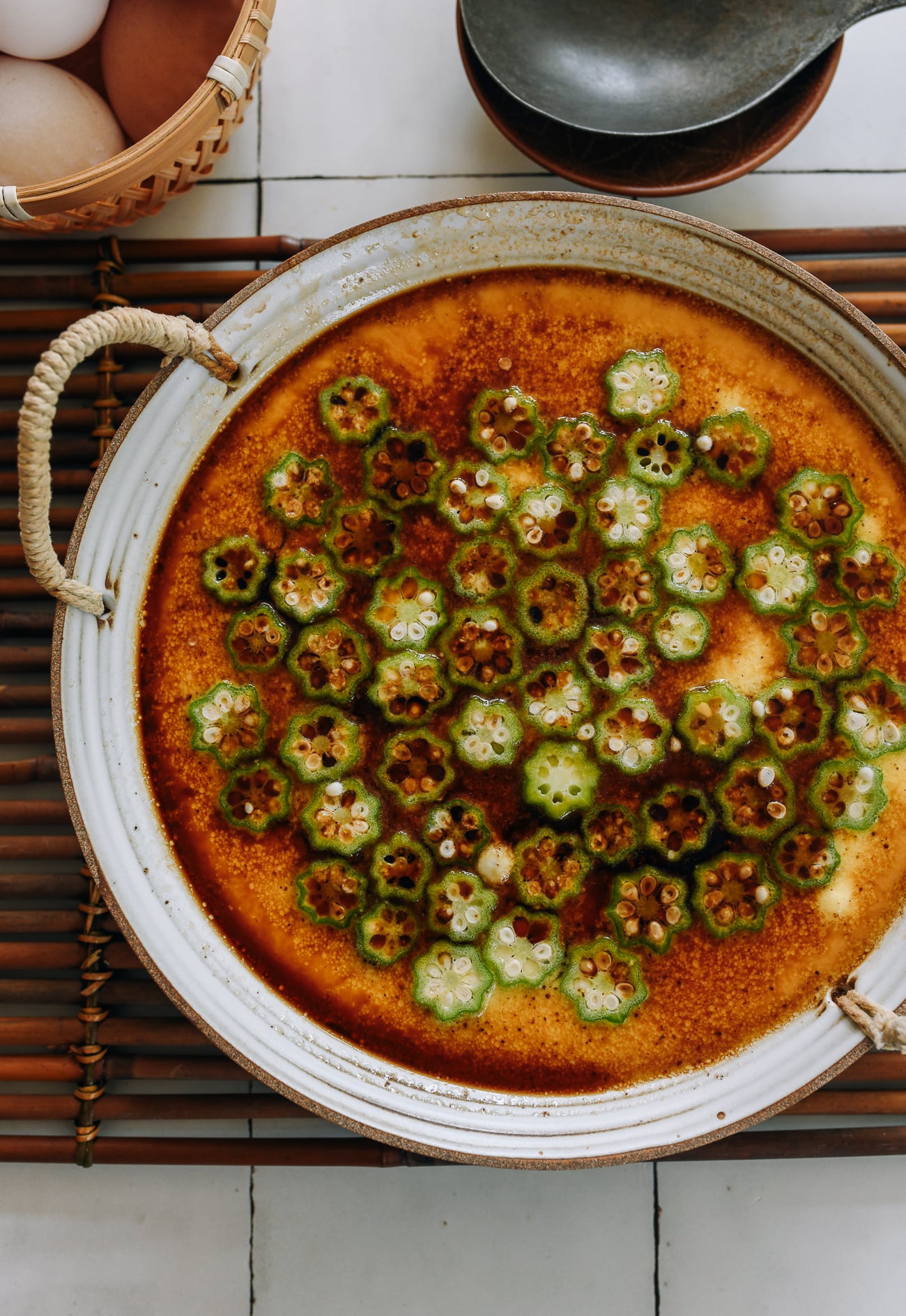 Steamed Egg with Okra