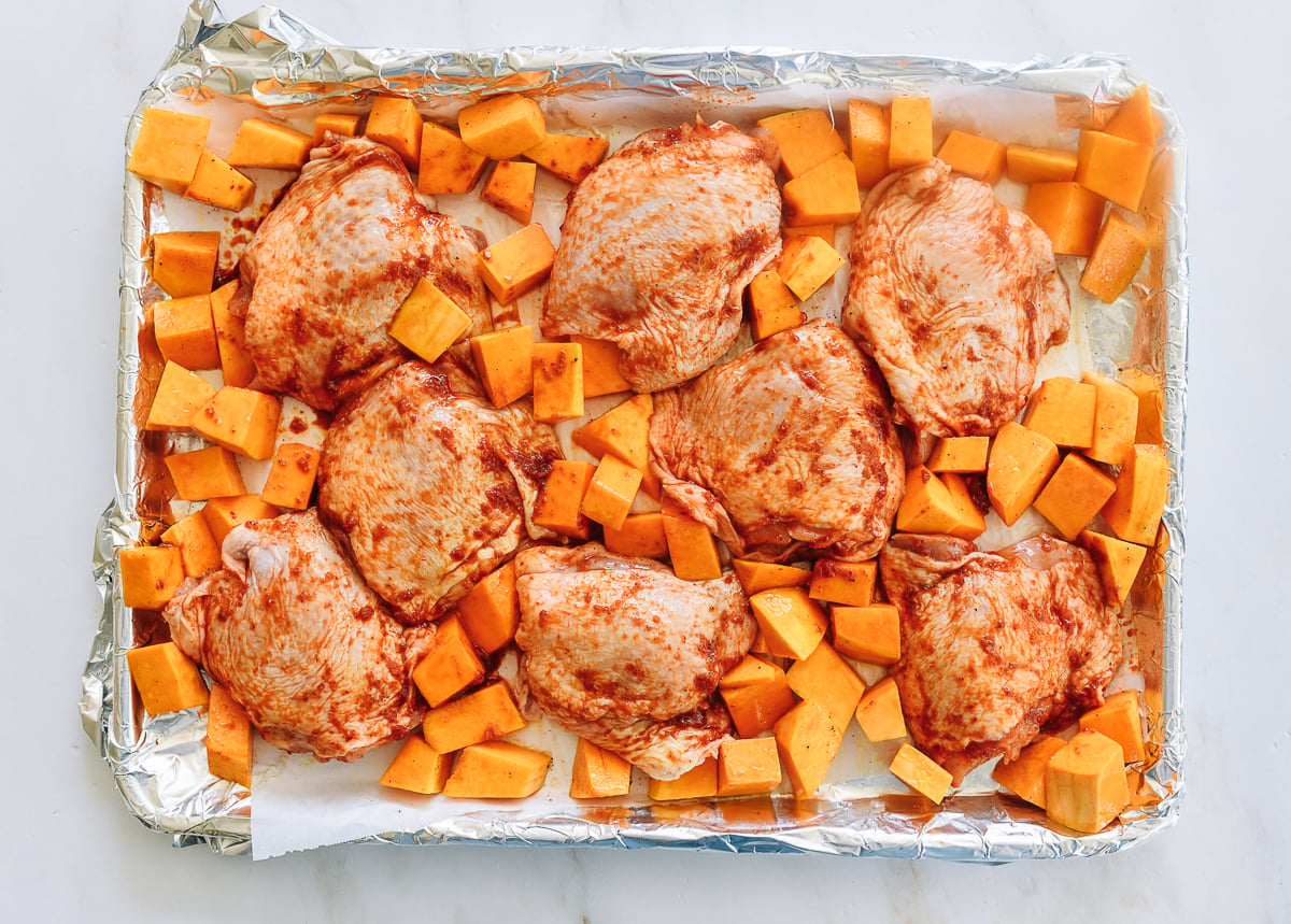 thai red curry paste honey marinade on chicken thighs