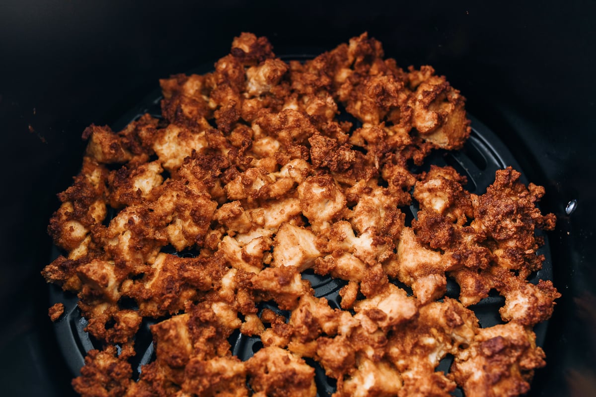 air fryer tofu in basket