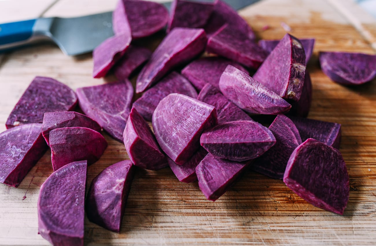 Chunks of purple yam (ube)
