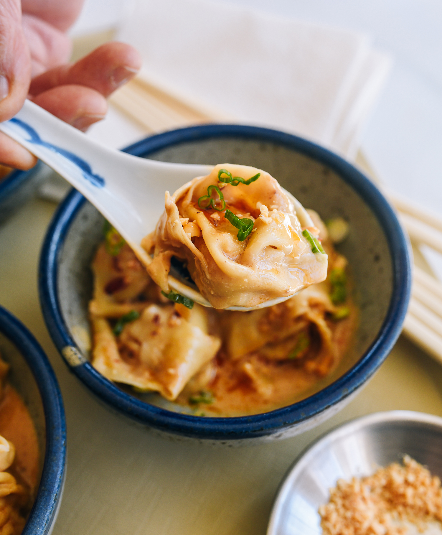 Wontons with Peanut Sauce recipe