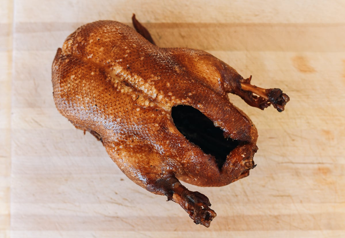 braised duck on cutting board